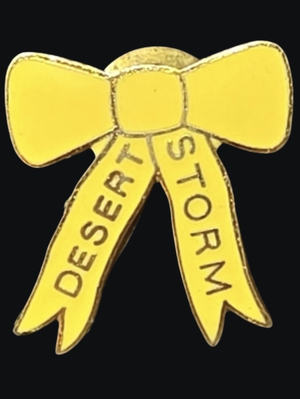 Vintage 1990's "Desert Storm" Yellow Ribbon Bow Commemorative Enamel Lapel Pin